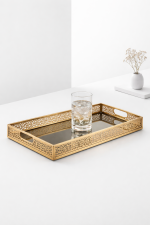 Decorative Laser Cut Gold Serving Tray